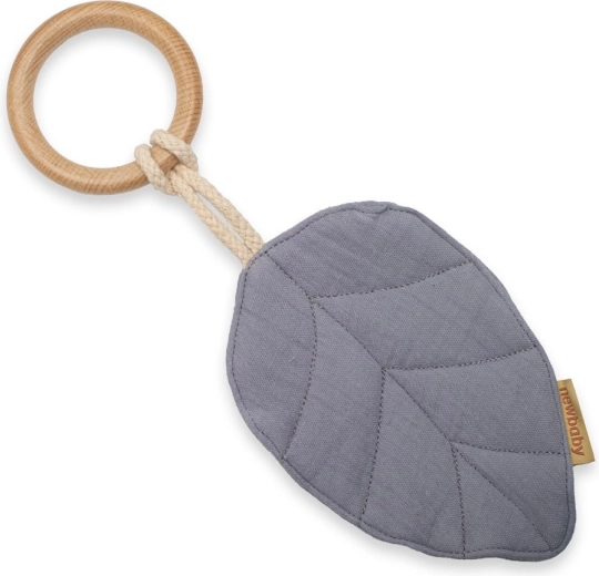New Baby Leaf Muslin Teether Grey