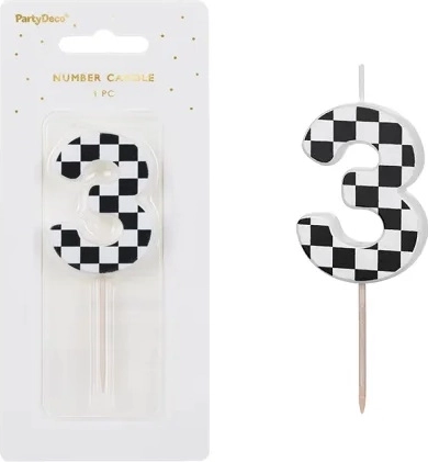 Birthday cake candle number 3 (assorted colors) - 1 piece