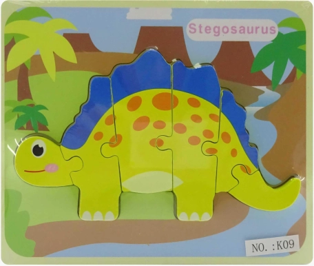 Puidust dinosaurusest kujundite sobitamise pusle