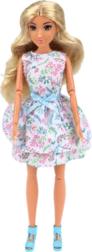 Floral dress and long blonde hair