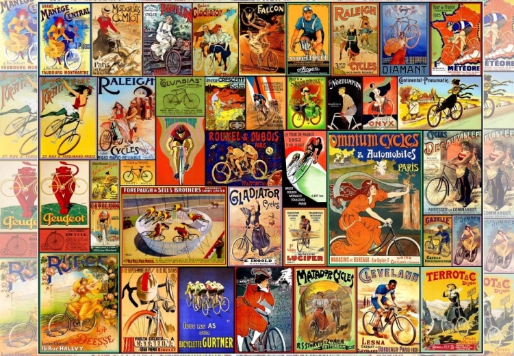 Vintage plakatid jalgratastest – 1000 tükiga pusle