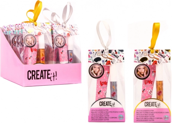 CREATE IT! lip gloss and body glitter set silver and gold