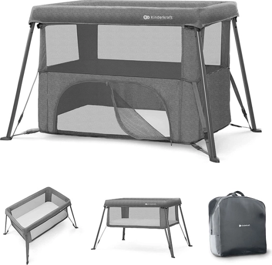 Kinderkraft CAMI travel cot and playpen, grey
