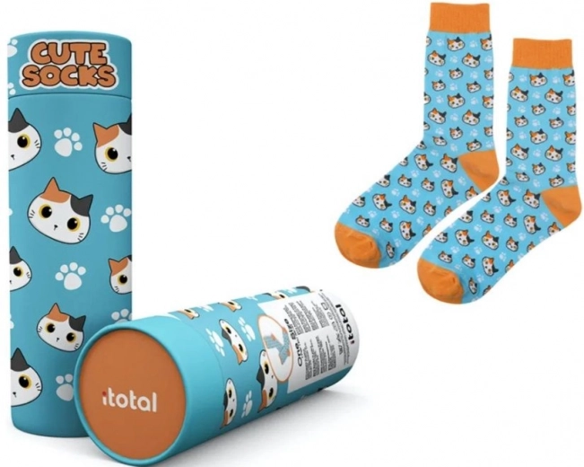 Cotton Socks with Blue Kitten