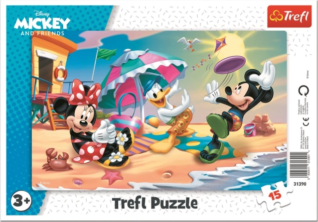 Trefl Puzzle Mickey and Minnie – Beach Fun, 15 Pieces
