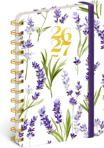 Spiraalköites 18‑kuuline kalendermärkmik Petito – lavendel 2026/2027, 13 × 18 cm