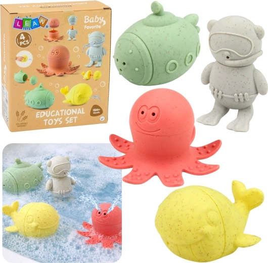 Sensoorsed kummist vannimänguasjad, pastelsed figuurid, 4 tk