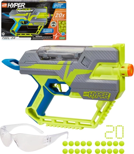 Hasbro Nerf Hyper Fuel-20 blaster koos kuulide ja kaitseprillidega