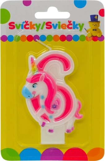 Unicorn Birthday Candle – Number 6