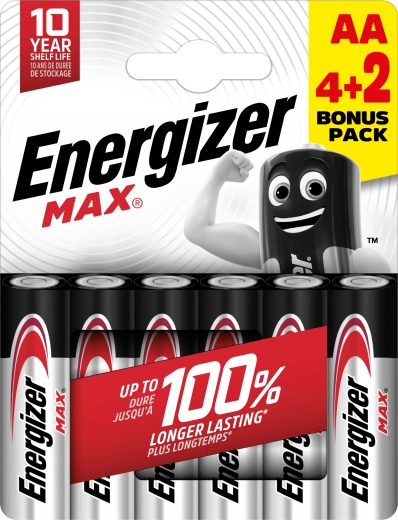 Energizer Max AA leelispatareid 6 tk (4+2 tasuta)