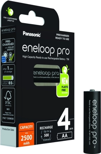 ENELOOP Pro AA Rechargeable Batteries 2500 mAh, set of 4