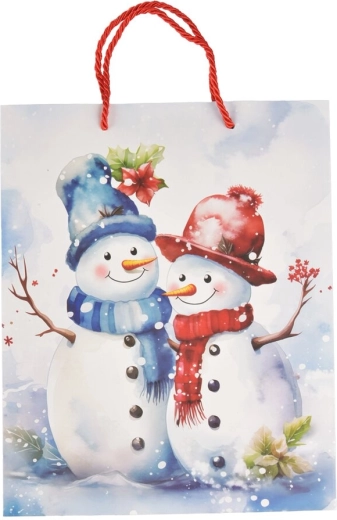 Talvine kinkepaberkott lumememme motiiviga 26 × 10 × 32 cm