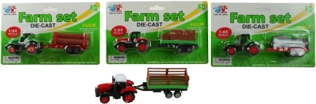 Tractor with trailer, metal and plastic, 16.5 cm