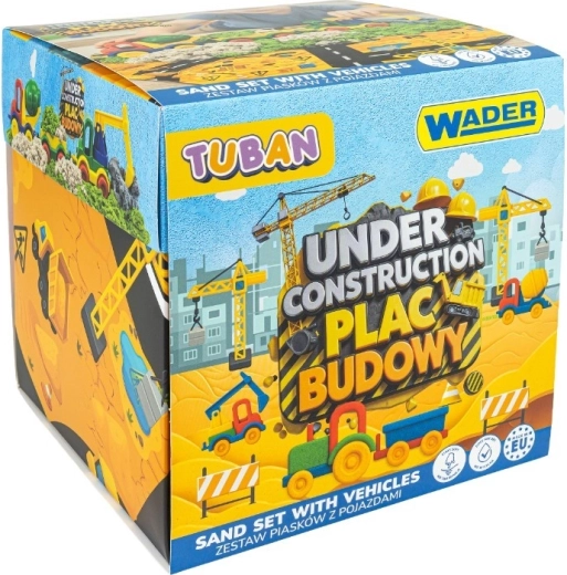 Sensory construction set with kinetic sand and Fluffy sand – construction play mat