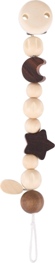 Goki moon and star pacifier clip, natural - 1 piece