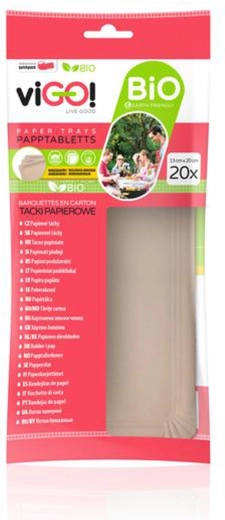 Bio paper trays VIGO brown 13 × 20 cm, 20 pcs