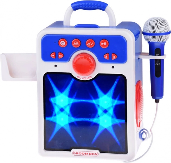 Laste sinine karaoke boombox mikrofoniga