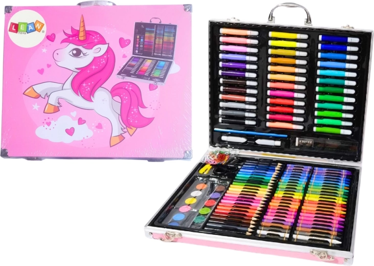 Creative set in a suitcase with unicorn, pink, 150 pieces
