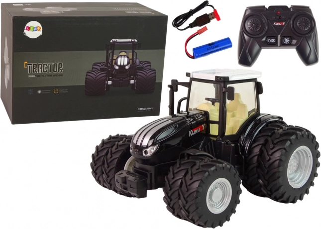 Kaugjuhtimisega traktor 2,4 GHz, must, metall, 1:24
