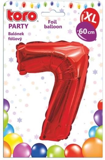 Foil balloon number 7, 60 cm, red TORO