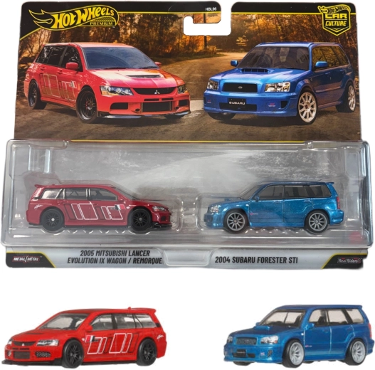 Hot Wheels Premium kahepak – 2004 Subaru Forester STI ja 2005 Mitsubishi Lancer Evolution