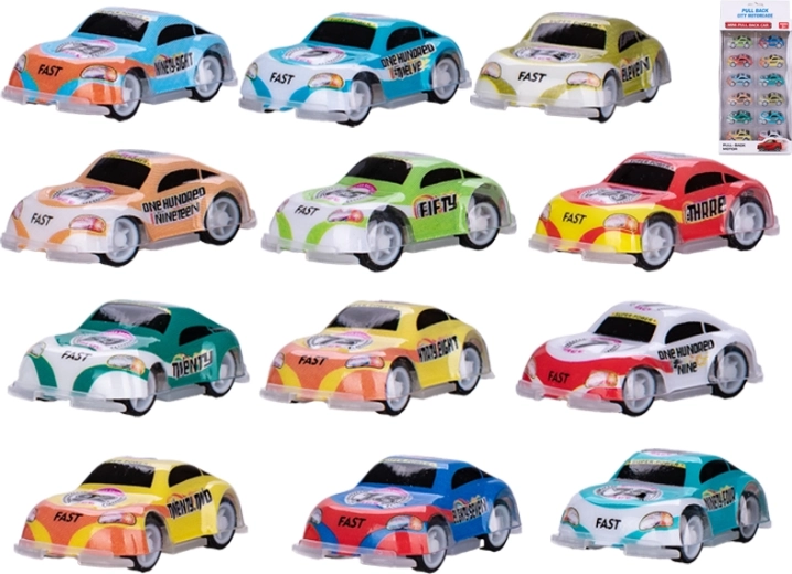 Tagasitõmmatavate mini võidusõiduautode komplekt 5,5 cm – 12 tk