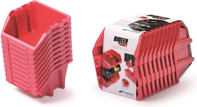 Set of 10 Storage Boxes BINEER Short, Red