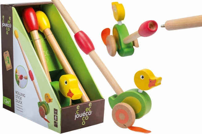 JOUECO Wooden Push-Along Duck on a Stick