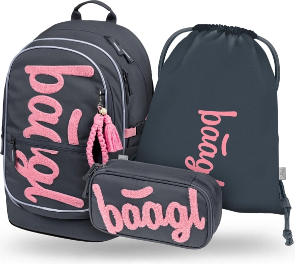 Baagl koolikomplekt Core Logo roosa – seljakott, pinal ja GRS spordikott