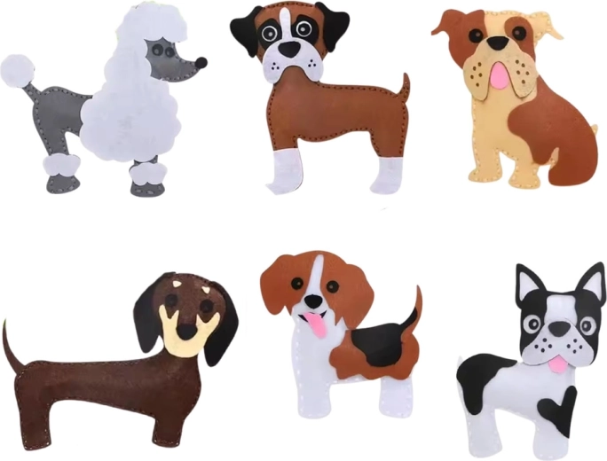 6 felt puppies in one kit