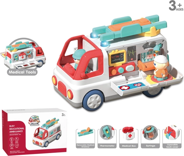 Interactive ambulance for the little ones with accessories - 1 piece