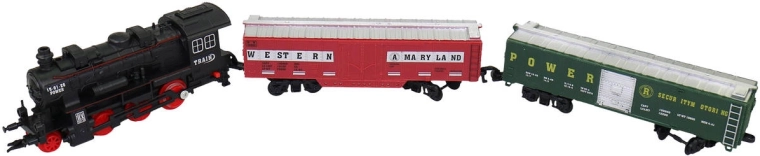 Locomotive and two carriages in the set