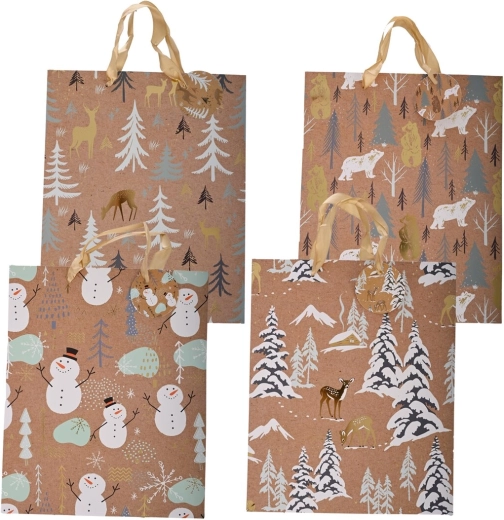 Christmas gift bag with embossing 26 × 10 × 32 cm (mixed designs)