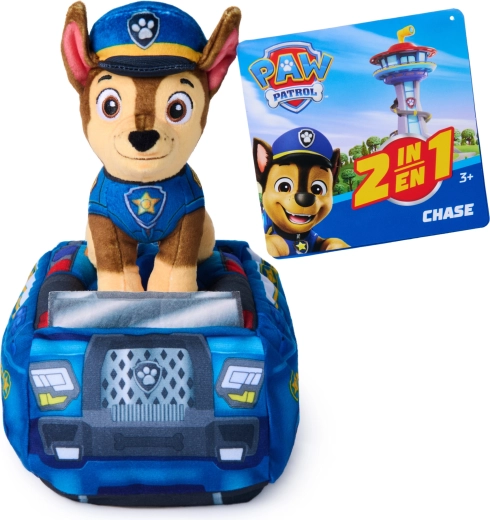 PAW Patrol Chase 2v1 plüüsauto koerakesega 20 cm