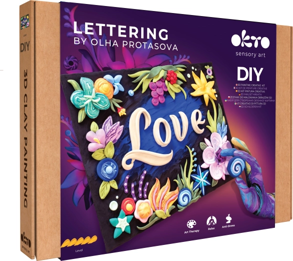 Okto lettering art set – painting with modeling paste “LOVE” 30 × 40 cm
