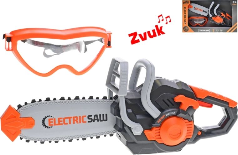 Children's electric chainsaw with safety goggles, 34 cm