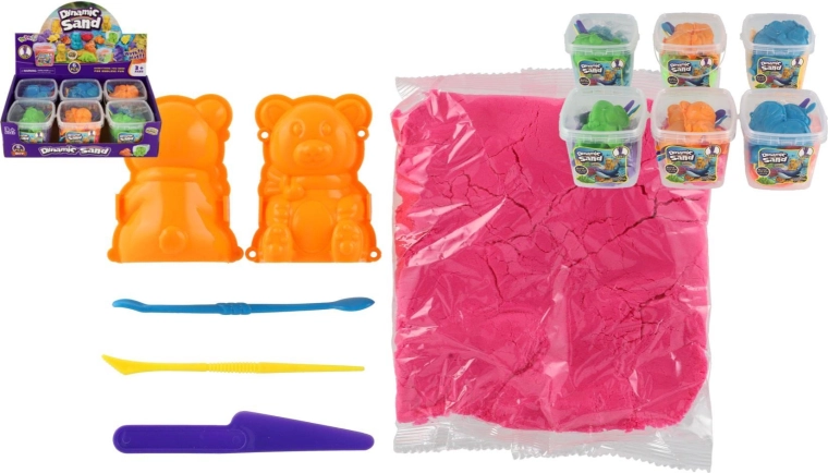 Magic kinetic sand with accessories in a plastic box (6 pcs per display box)