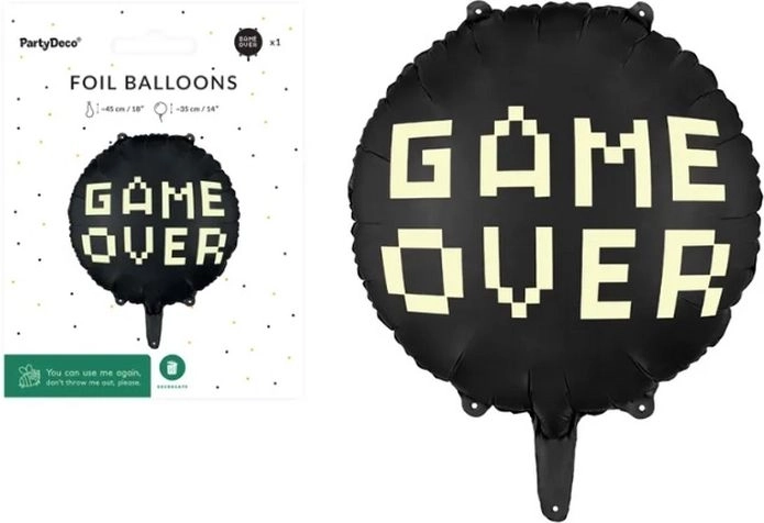 Game Over black foil balloon 45 cm