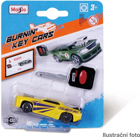 Maisto Burnin' Key Cars metallist mänguauto väljalaskeklahviga 8 cm (1:64) - 1 tk