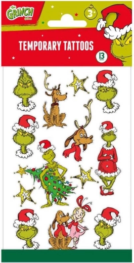 Ajutised Grinch’i tätoveeringud – motiivide komplekt