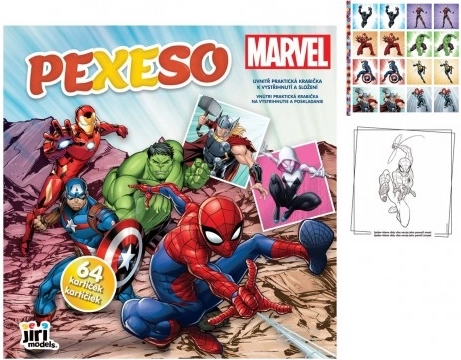Mälumängu mäng vihikus MARVEL – 64 kaarti, 21,5 × 21,5 cm