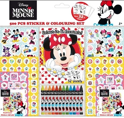 Minnie kleepsukomplekt värviraamatu ja vahakriitidega – 500 tk