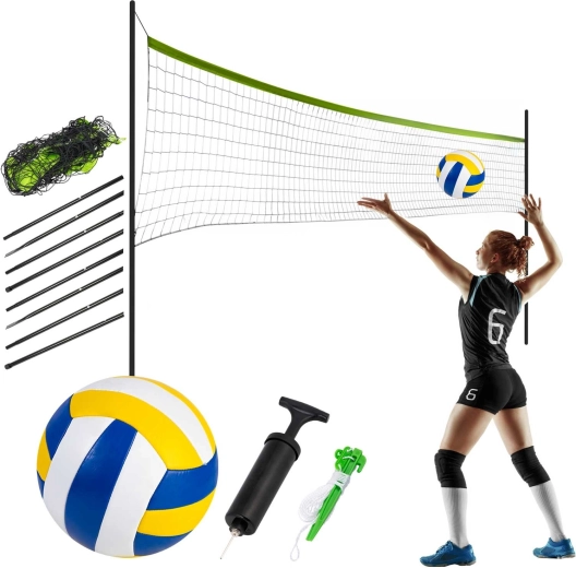 Neo-Sport 570 cm võrkpalli- ja sulgpallivõrk koos postidega