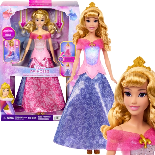 Mattel Disney Princess nukk Aurora 2-ühes värvimuutvate kleitidega 30 cm
