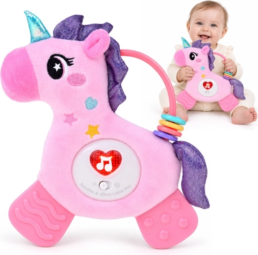 Interactive hanging toy for baby unicorn with teether and 12 melodies