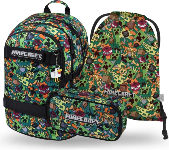 Koolikomplekt BAAGL Skate MINECRAFT Chaos – seljakott, pinal ja spordikott