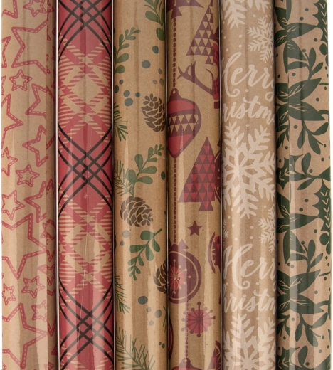 Christmas wrapping paper 70 × 200 cm – mix of 6 designs
