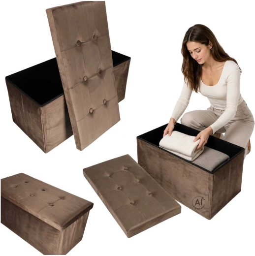 Kokkupandav veluurist tumba hoiuruumiga 77 × 38 × 37 cm, pruun