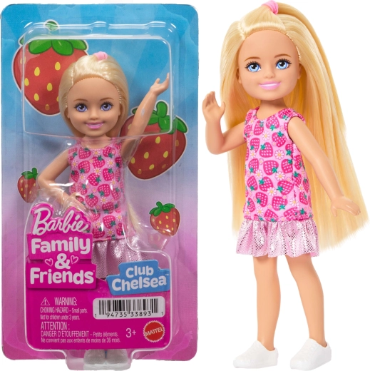 Barbie Club Chelsea blondiin maasikamustriga kleidis 14 cm