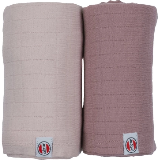 Lodger Swaddler Solid puuvillane mähkimislina Powder/Rose 110 × 110 cm (2 tk)